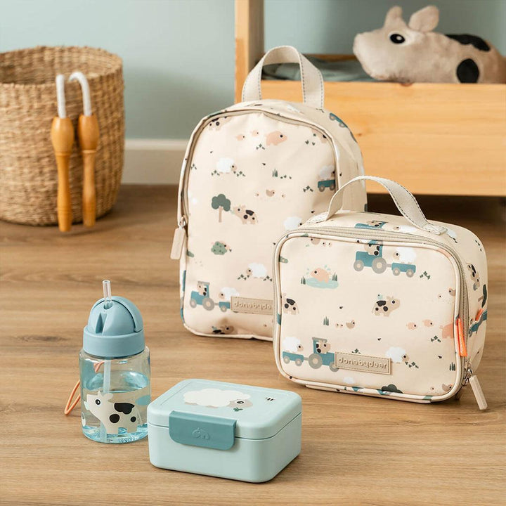 Done by Deer Tiny Lunch Box With Snack Picks - Tiny Farm Blue-Lunch Boxes-Tiny Farm Blue- | Natural Baby Shower