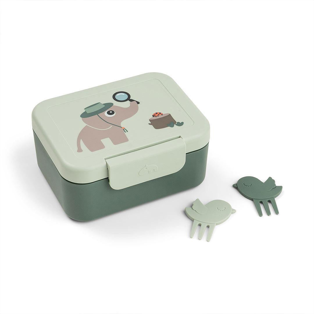 Done by Deer Tiny Lunch Box With Snack Picks - Tiny Trails Green-Lunch Boxes-Tiny Trails Green- | Natural Baby Shower