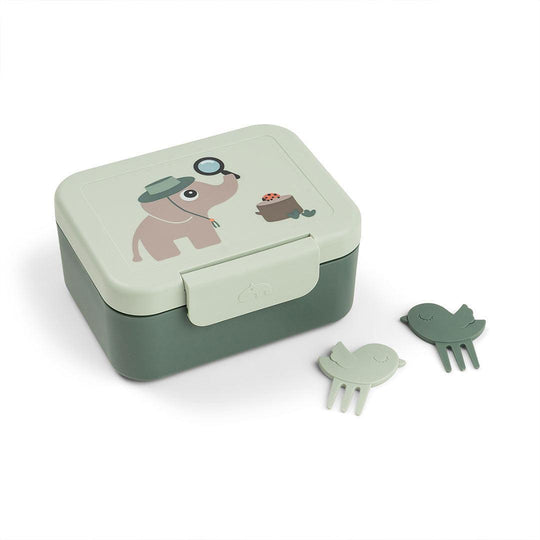 Done by Deer Tiny Lunch Box With Snack Picks - Tiny Trails Green-Lunch Boxes-Tiny Trails Green- | Natural Baby Shower