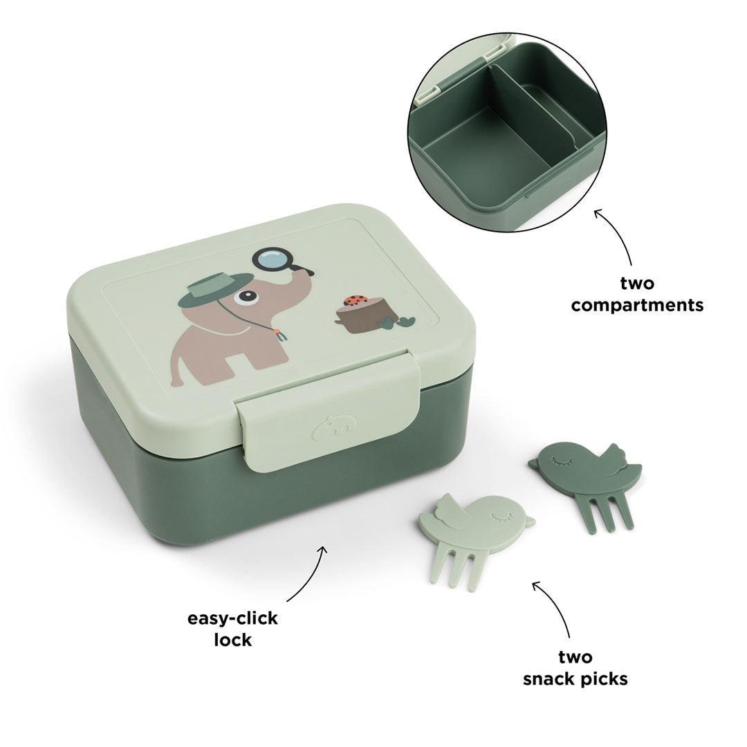 Done by Deer Tiny Lunch Box With Snack Picks - Tiny Trails Green-Lunch Boxes-Tiny Trails Green- | Natural Baby Shower