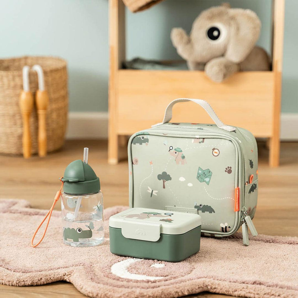 Done by Deer Tiny Lunch Box With Snack Picks - Tiny Trails Green-Lunch Boxes-Tiny Trails Green- | Natural Baby Shower