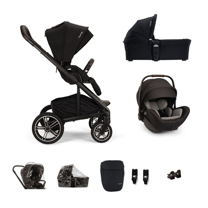 Nuna MIXX Next with ARRA Flex & Base Curv Travel System Bundle-Travel Systems-Caviar-With Carrycot | Natural Baby Shower
