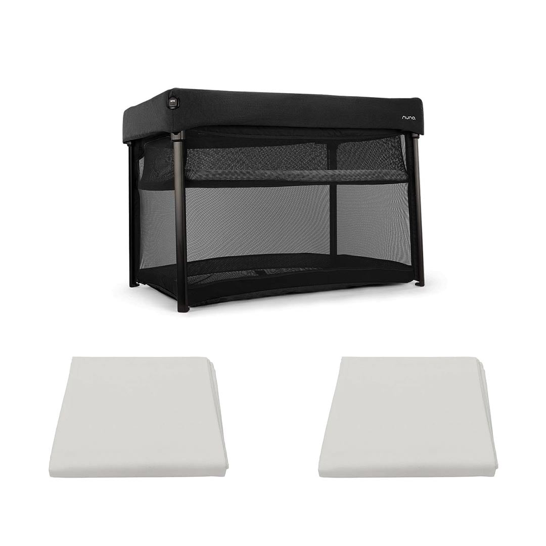 Nuna PAAL Travel Cot - Caviar-Travel Cots-With 2x Fitted Sheet- | Natural Baby Shower