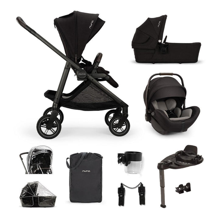 Nuna SWIV Stroller with ARRA Flex & Base Curv Travel System Bundle - Caviar-Travel Systems-Caviar-With Base | Natural Baby Shower