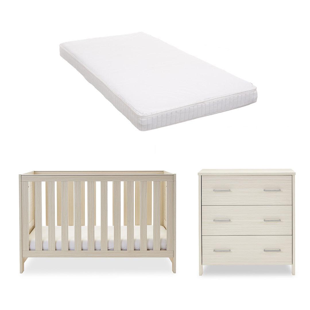 Obaby Nika 2 Piece Room Set - Oatmeal-Nursery Sets-Oatmeal-Moisture Management Mattress | Natural Baby Shower