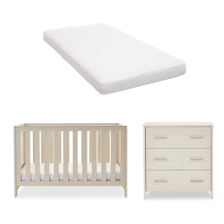 Obaby Nika 2 Piece Room Set - Oatmeal-Nursery Sets-Oatmeal-Moisture Management Mattress | Natural Baby Shower