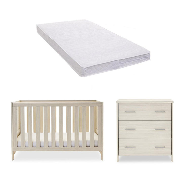 Obaby Nika 2 Piece Room Set - Oatmeal-Nursery Sets-Oatmeal-Pocket Sprung Mattress | Natural Baby Shower