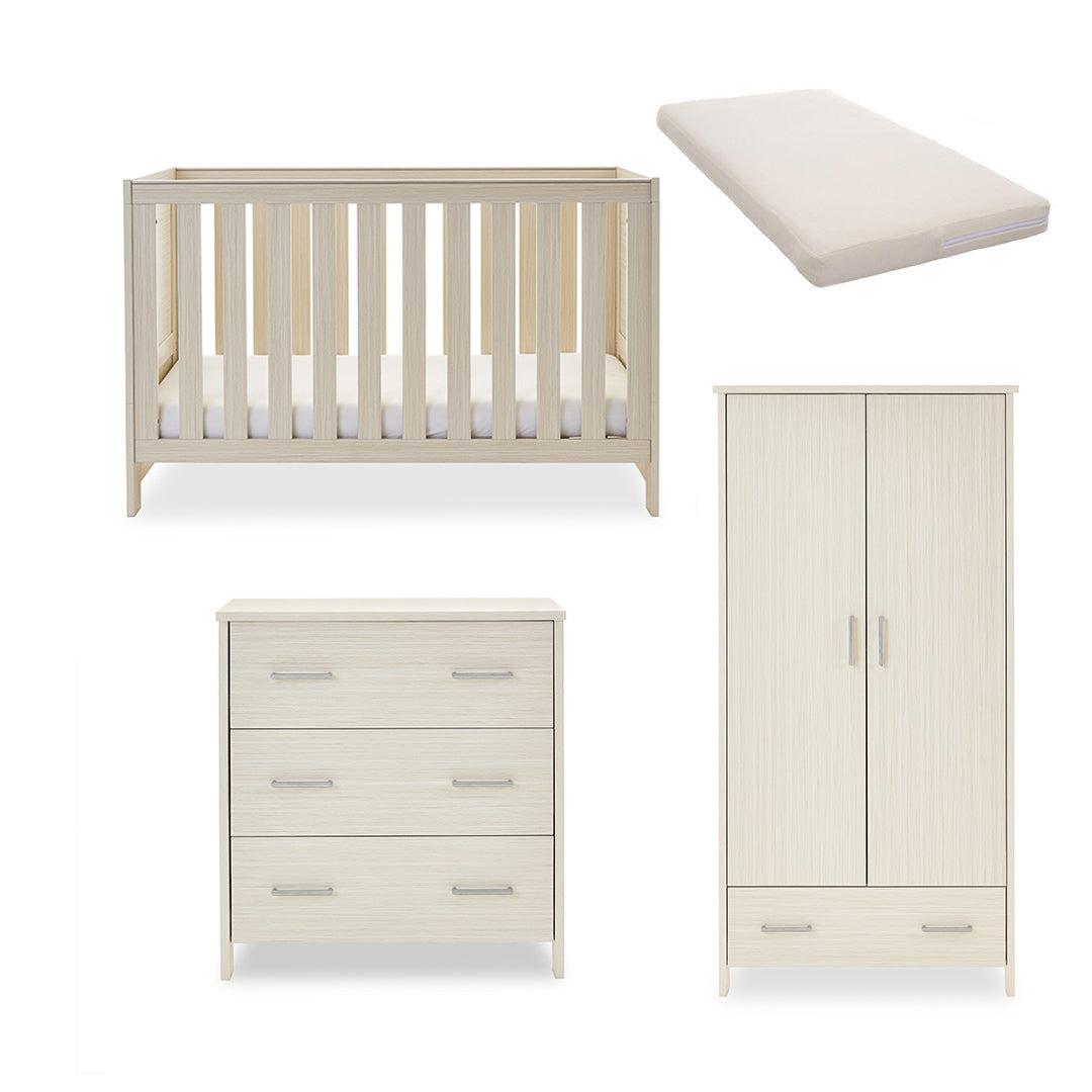 Obaby Nika 3 Piece Room Set - Oatmeal-Nursery Sets-Oatmeal-Natural Coir Mattress | Natural Baby Shower