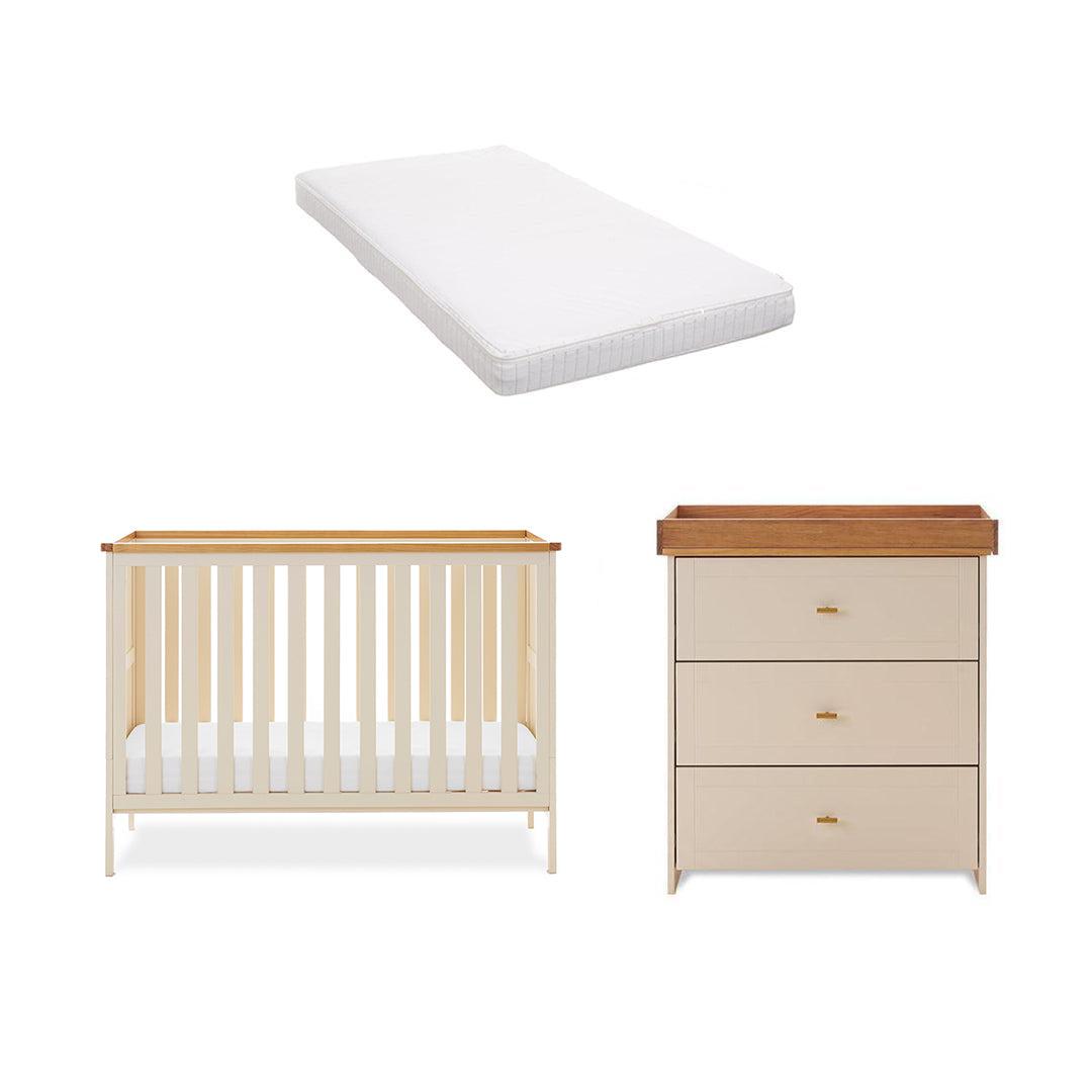 Obaby Evie Mini 2 Piece Room Set - Cashmere-Nursery Sets-Cashmere-Moisture Management Mattress | Natural Baby Shower