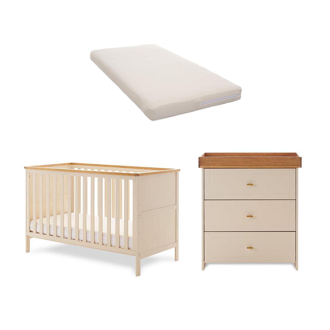 Obaby Evie 2 Piece Room Set - Cashmere-Nursery Sets-Cashmere-Natural Coir/Wool Mattress | Natural Baby Shower
