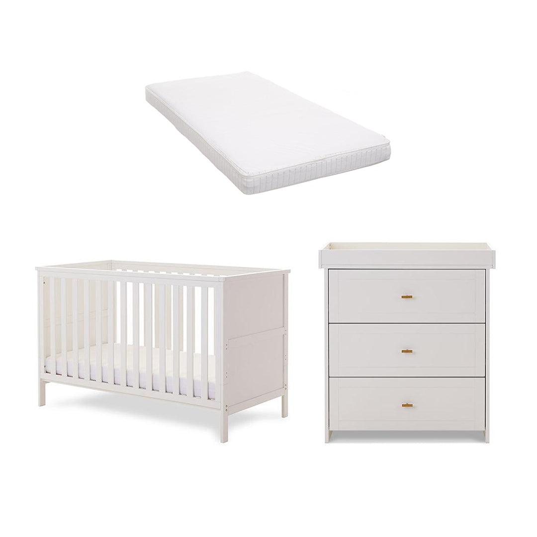 Obaby Evie 2 Piece Room Set - White-Nursery Sets-White-Moisture Management Mattress | Natural Baby Shower