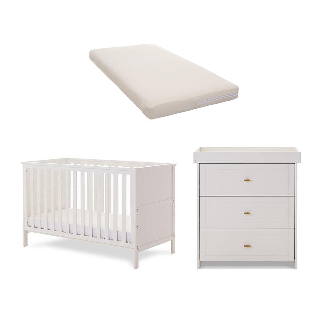 Obaby Evie 2 Piece Room Set - White-Nursery Sets-White-Natural Coir/Wool Mattress | Natural Baby Shower