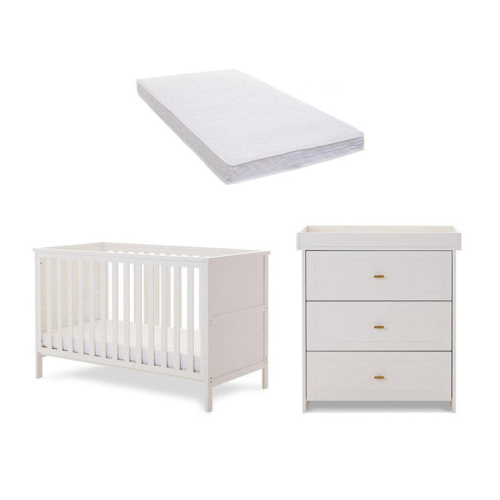 Obaby Evie 2 Piece Room Set - White-Nursery Sets-White-Pocket Sprung Mattress | Natural Baby Shower