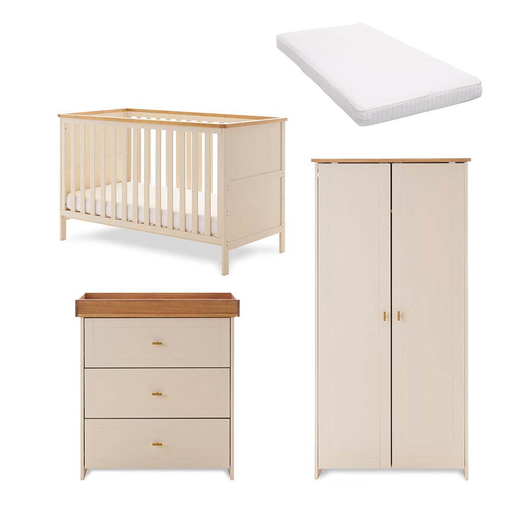 Obaby Evie 3 Piece Room Set - Cashmere-Nursery Sets-Cashmere-Moisture Management Mattress | Natural Baby Shower