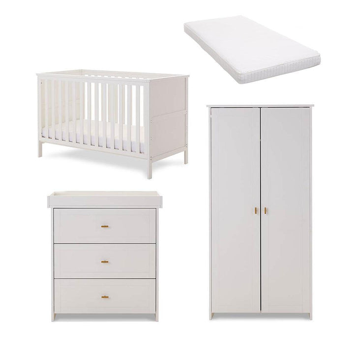 Obaby Evie 3 Piece Room Set - White-Nursery Sets-White-Moisture Management Mattress | Natural Baby Shower