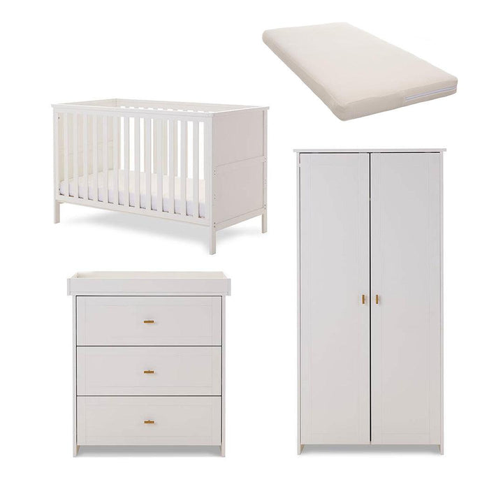 Obaby Evie 3 Piece Room Set - White-Nursery Sets-White-Natural Coir/Wool Mattress | Natural Baby Shower