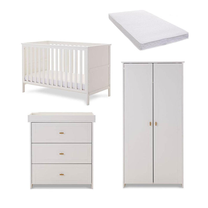 Obaby Evie 3 Piece Room Set - White-Nursery Sets-White-Pocket Sprung Mattress | Natural Baby Shower