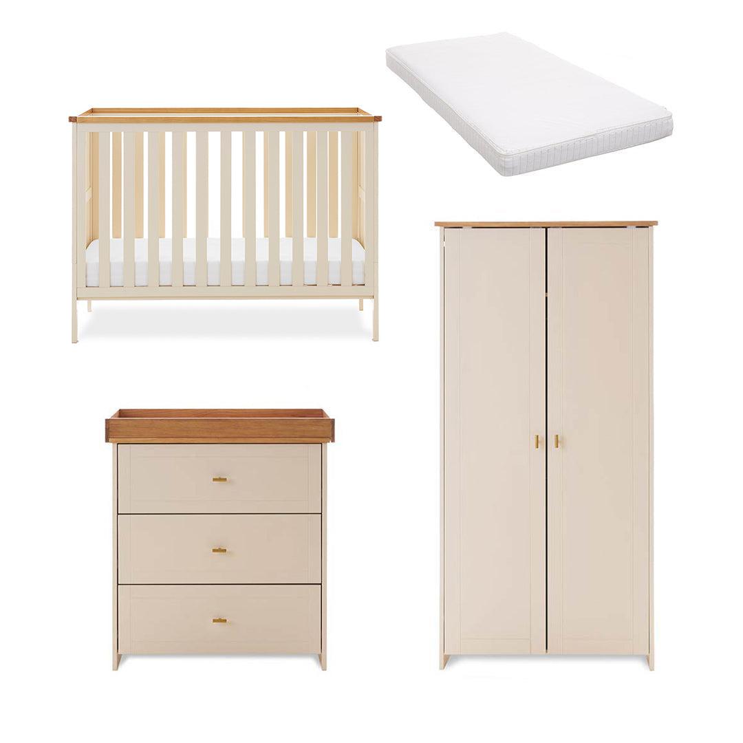 Obaby Evie Mini 3 Piece Room Set - Cashmere-Nursery Sets-Cashmere-Moisture Management Mattress | Natural Baby Shower