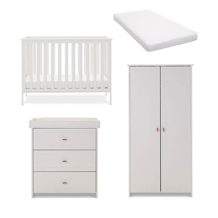 Obaby Evie Mini 3 Piece Room Set - White-Nursery Sets-White-Moisture Management Mattress | Natural Baby Shower