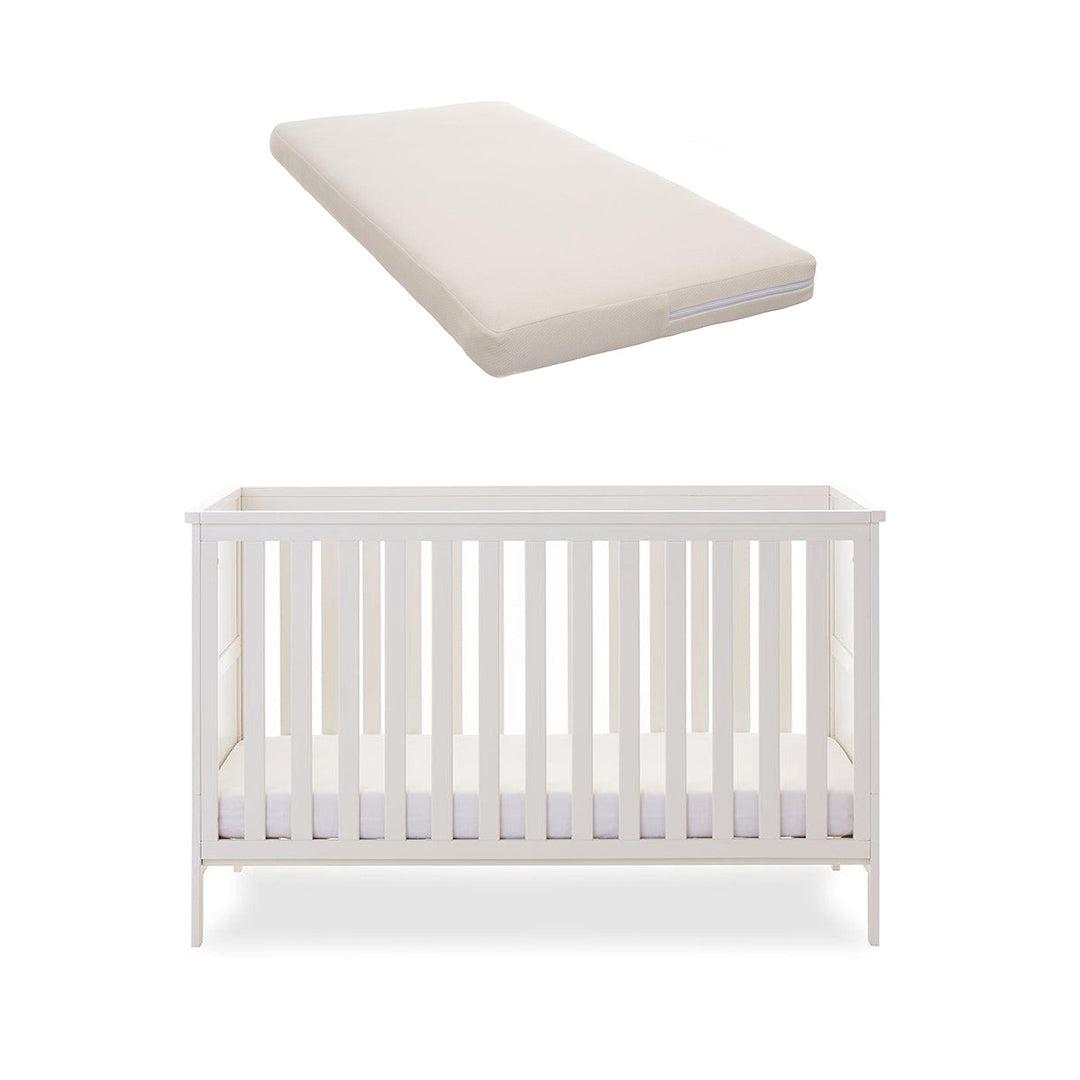 Obaby Evie Cot Bed - White-Cot Beds-White-Natural Coir/Wool Mattress | Natural Baby Shower