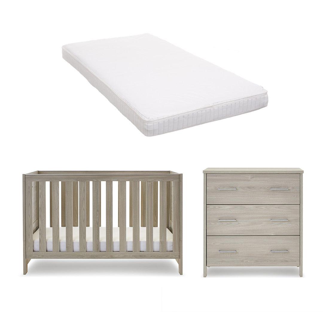 Obaby Nika 2 Piece Room Set - Grey Wash-Nursery Sets-Grey Wash-Moisture Management Mattress | Natural Baby Shower
