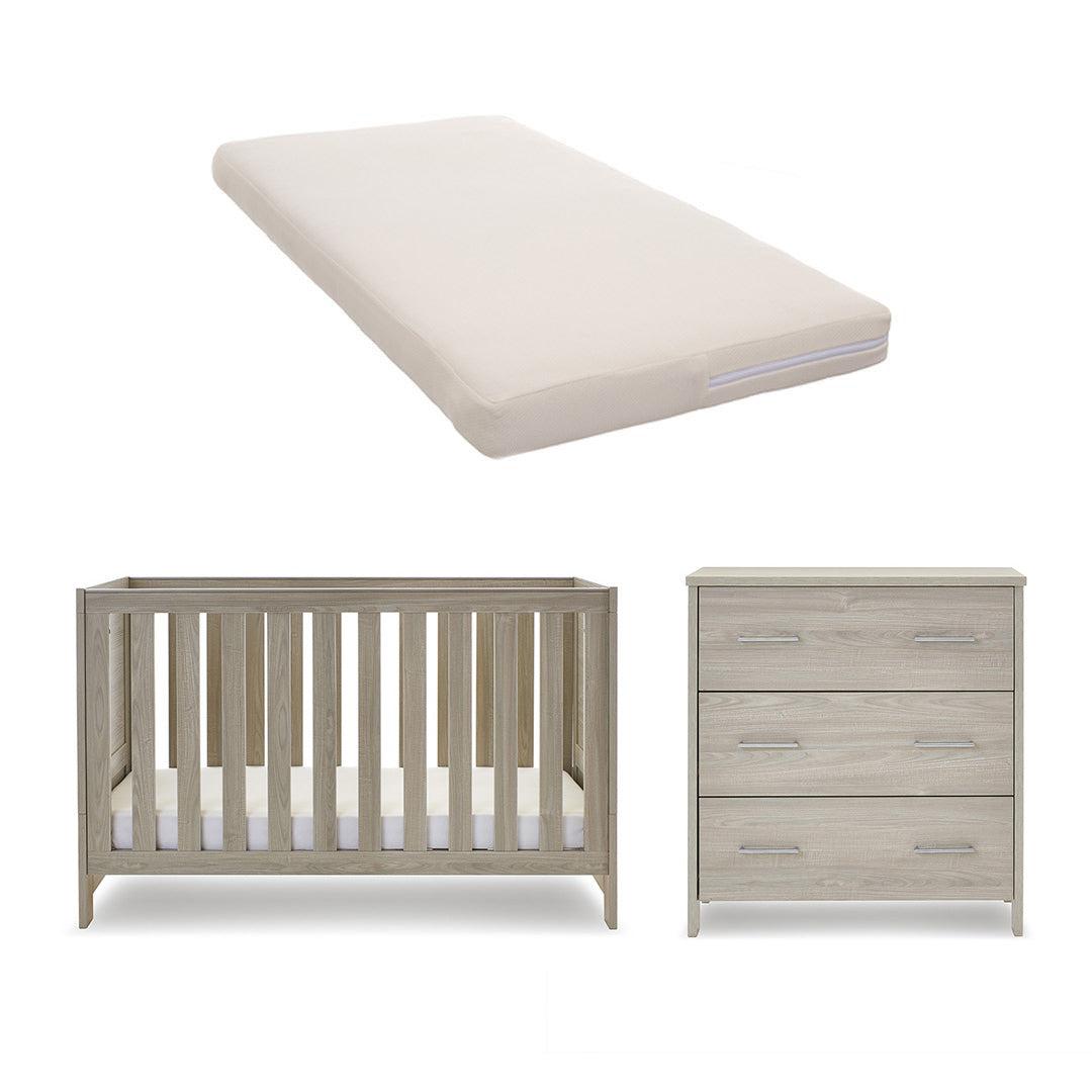 Obaby Nika 2 Piece Room Set - Grey Wash-Nursery Sets-Grey Wash-Natural Coir Mattress | Natural Baby Shower