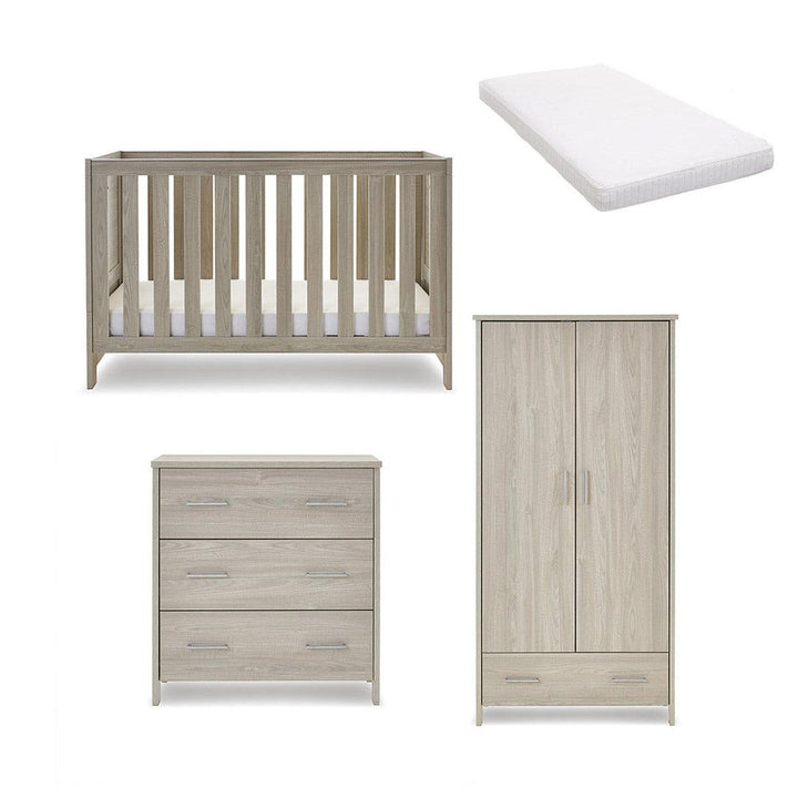 Obaby Nika 3 Piece Room Set - Grey Wash-Nursery Sets-Grey Wash-Moisture Management Mattress | Natural Baby Shower