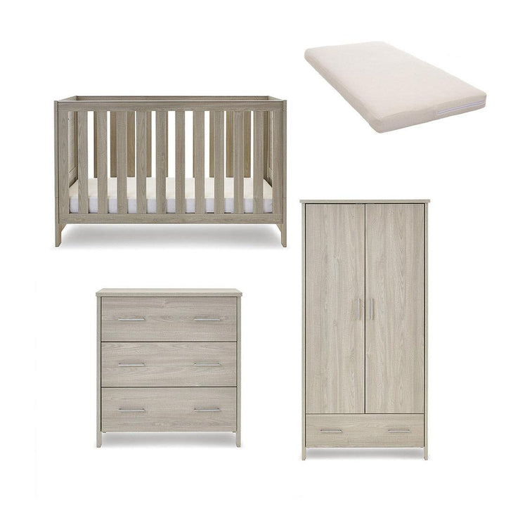 Obaby Nika 3 Piece Room Set - Grey Wash-Nursery Sets-Grey Wash-Natural Coir Mattress | Natural Baby Shower