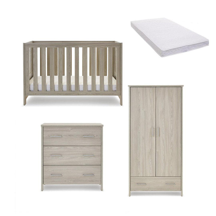 Obaby Nika 3 Piece Room Set - Grey Wash-Nursery Sets-Grey Wash-Pocket Sprung Mattress | Natural Baby Shower