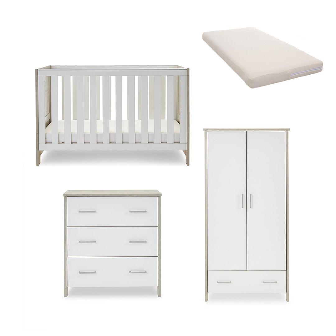 Obaby Nika 3 Piece Room Set - Grey Wash + White-Nursery Sets-Grey Wash & White-Natural Coir Mattress | Natural Baby Shower