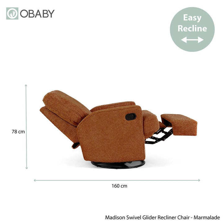 Obaby Madison Swivel Glider Recliner Chair - Chenille Marmalade-Feeding Chairs-Chenille Marmalade- | Natural Baby Shower