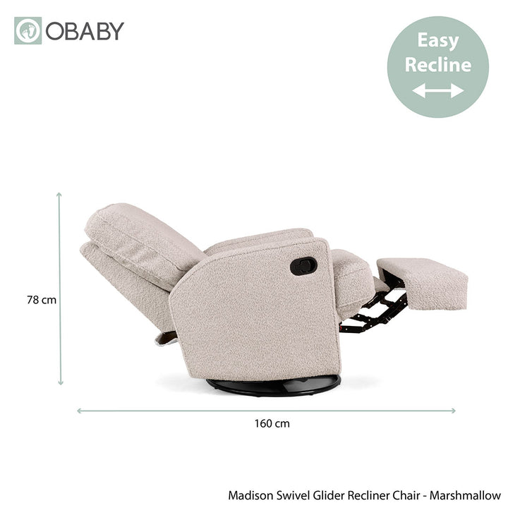 Obaby Madison Swivel Glider Recliner Chair - Chenille Marshmallow-Feeding Chairs-Chenille Marshmallow- | Natural Baby Shower