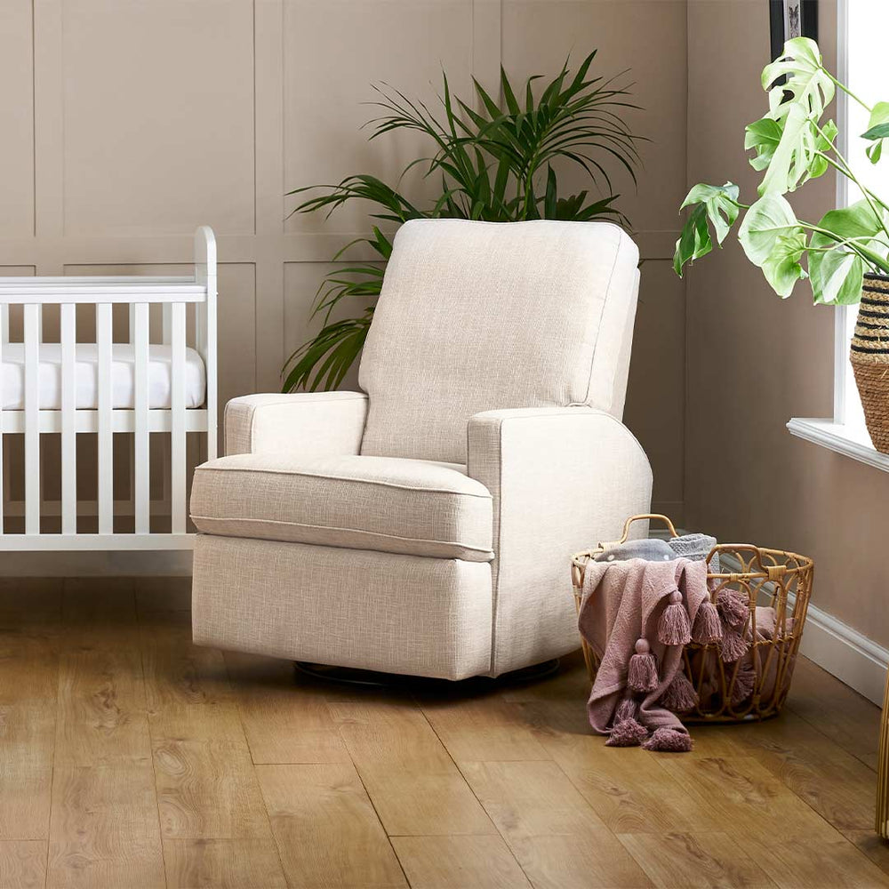 Obaby Madison Swivel Glider Recliner Chair - Oatmeal-Feeding Chairs-Oatmeal-98 x 75 x 100 | Natural Baby Shower