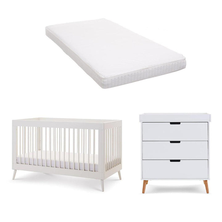 Obaby Maya 2 Piece Room Set - Nordic White-Nursery Sets-Moisture Management Mattress- | Natural Baby Shower