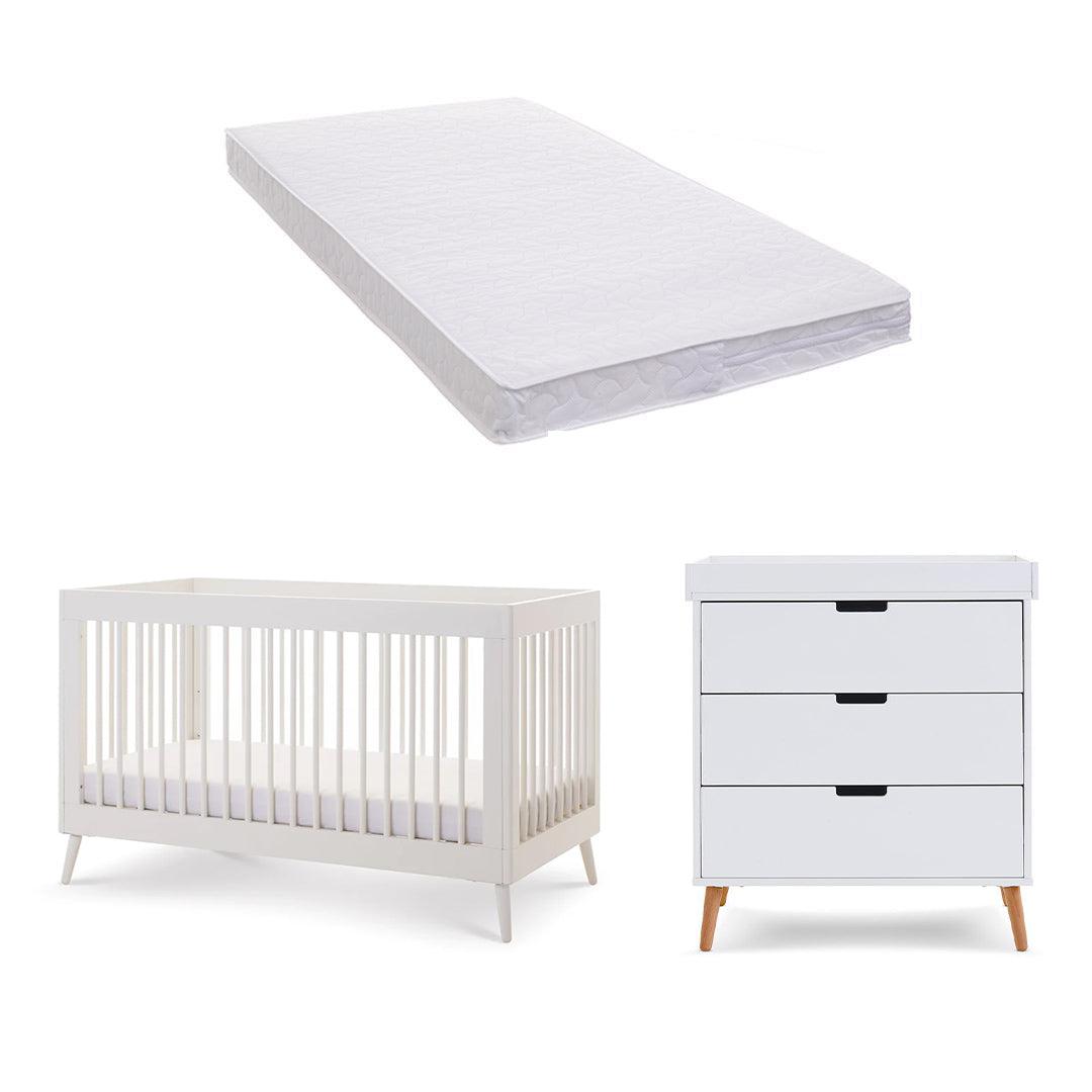 Obaby Maya 2 Piece Room Set - Nordic White-Nursery Sets-Pocket Spring Mattress- | Natural Baby Shower