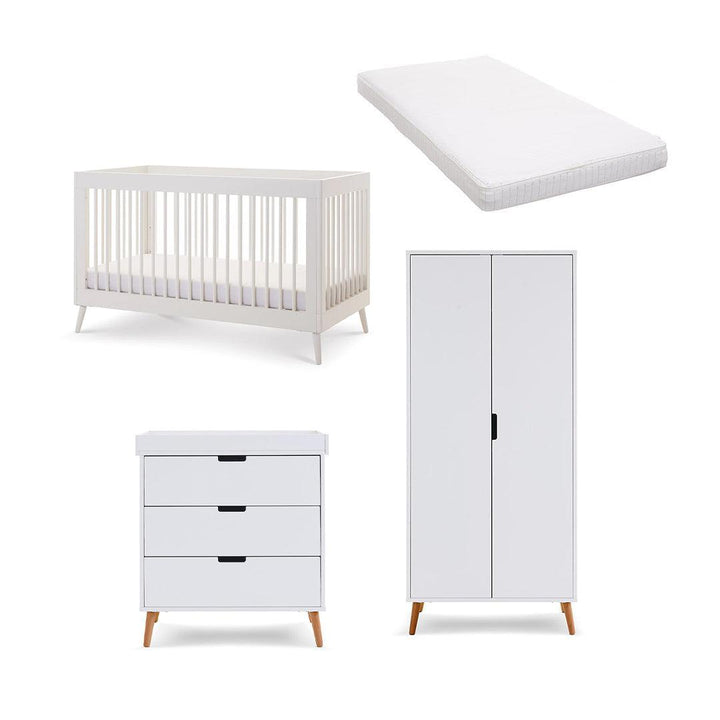 Obaby Maya 3 Piece Room Set - Nordic White-Nursery Sets-Moisture Management Mattress- | Natural Baby Shower