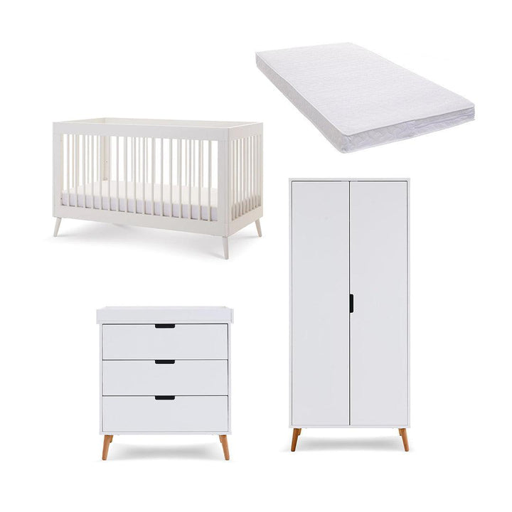 Obaby Maya 3 Piece Room Set - Nordic White-Nursery Sets-Pocket Sprung Mattress- | Natural Baby Shower