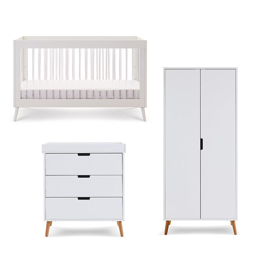 Obaby Maya 3 Piece Room Set - White + Acrylic-Nursery Sets-No Mattress- | Natural Baby Shower