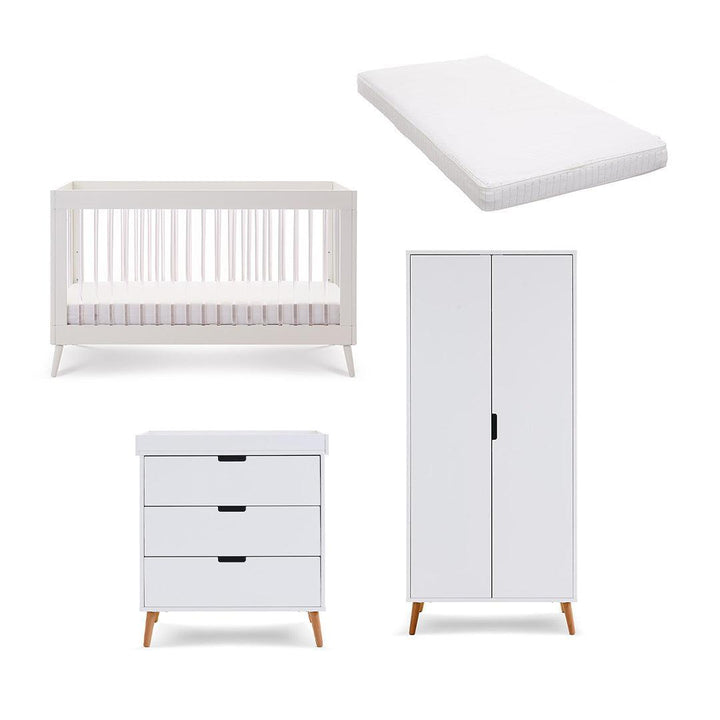 Obaby Maya 3 Piece Room Set - White + Acrylic-Nursery Sets-Moisture Management Mattress- | Natural Baby Shower