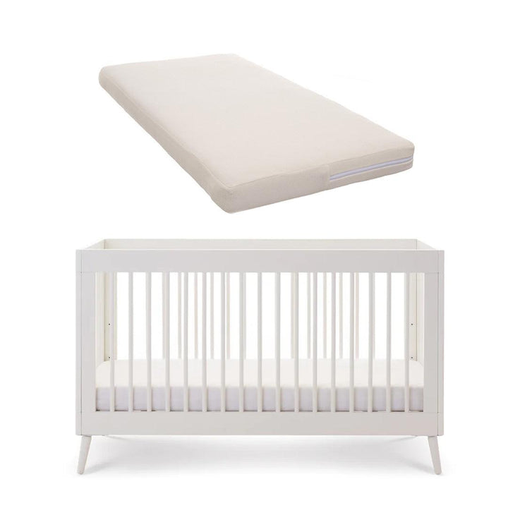 Obaby Maya Cot Bed - Nordic White-Cot Beds-Nordic White-With Natural Coir Mattress | Natural Baby Shower