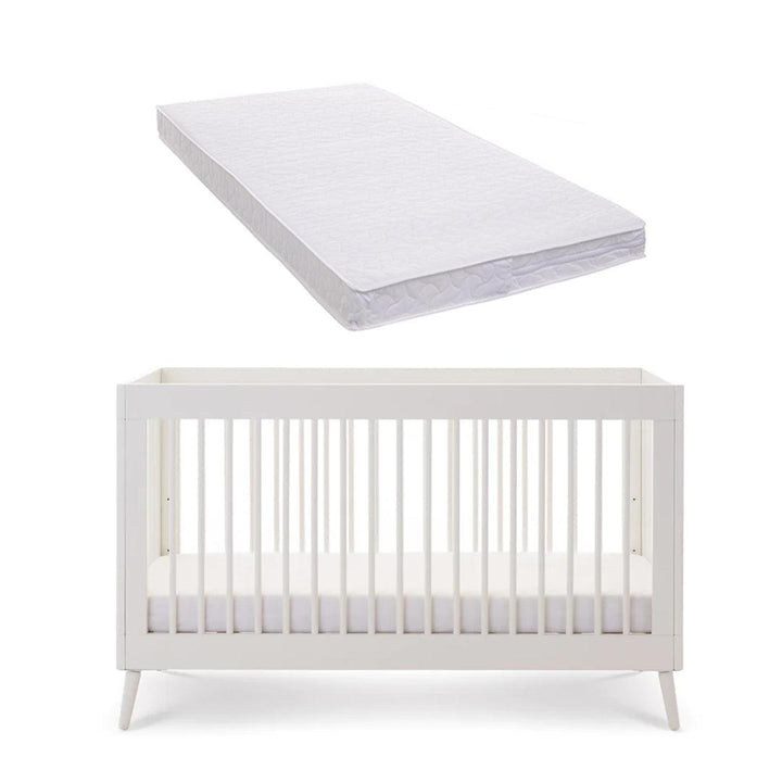 Obaby Maya Cot Bed - Nordic White-Cot Beds-Nordic White-With Pocket Sprung Mattress | Natural Baby Shower