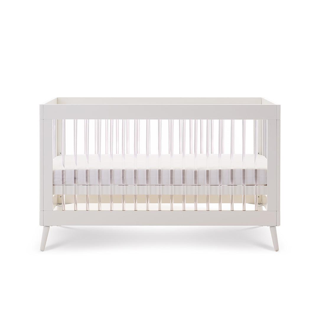 Obaby Maya Cot Bed - Scandi White + Acrylic-Cot Beds-No Mattress- | Natural Baby Shower