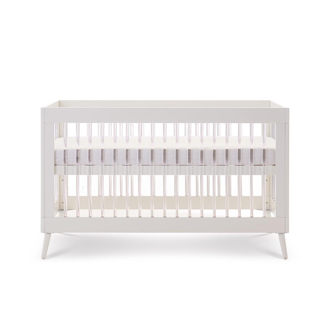 Obaby Maya Cot Bed - Scandi White + Acrylic-Cot Beds-No Mattress- | Natural Baby Shower