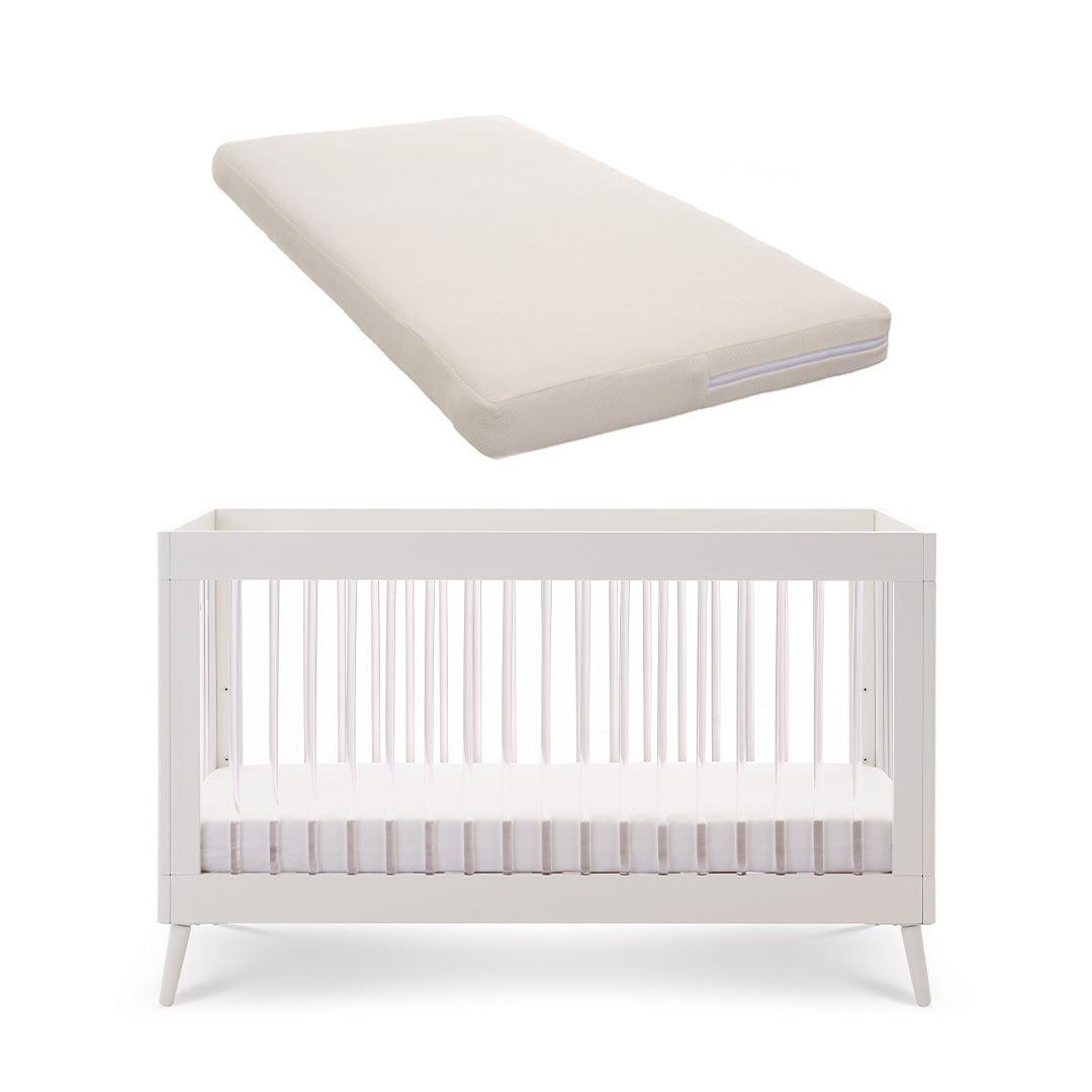 Obaby Maya Cot Bed - Scandi White + Acrylic-Cot Beds-Natural Coir/Wool Mattress- | Natural Baby Shower