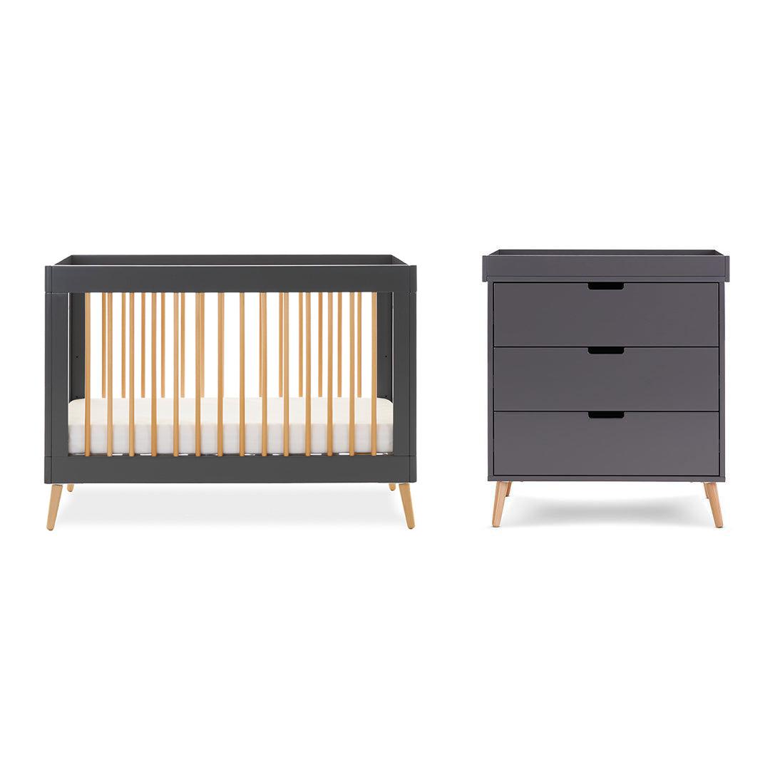 Obaby Maya Mini 2 Piece Room Set - Slate + Natural-Nursery Sets-No Mattress- | Natural Baby Shower