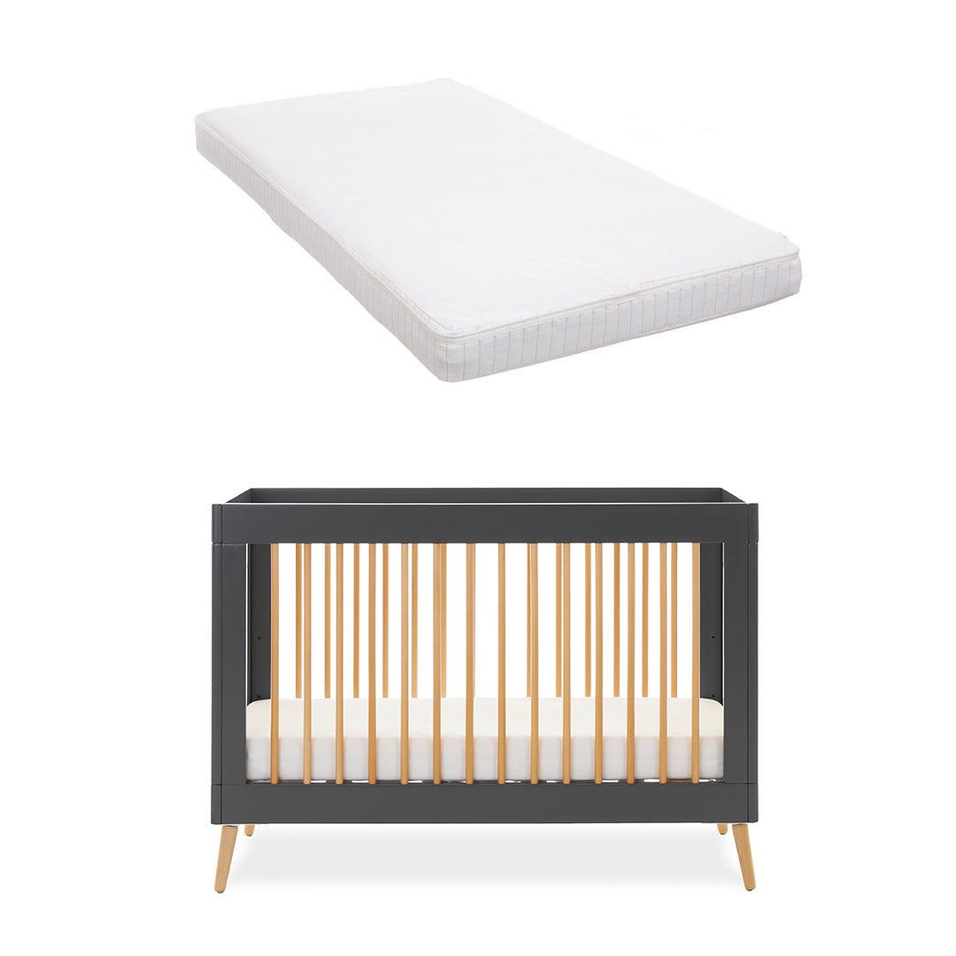 Obaby Maya Mini Cot Bed - Slate/Natural-Cot Beds-Slate/Natural-With Pocket Sprung Mattress | Natural Baby Shower
