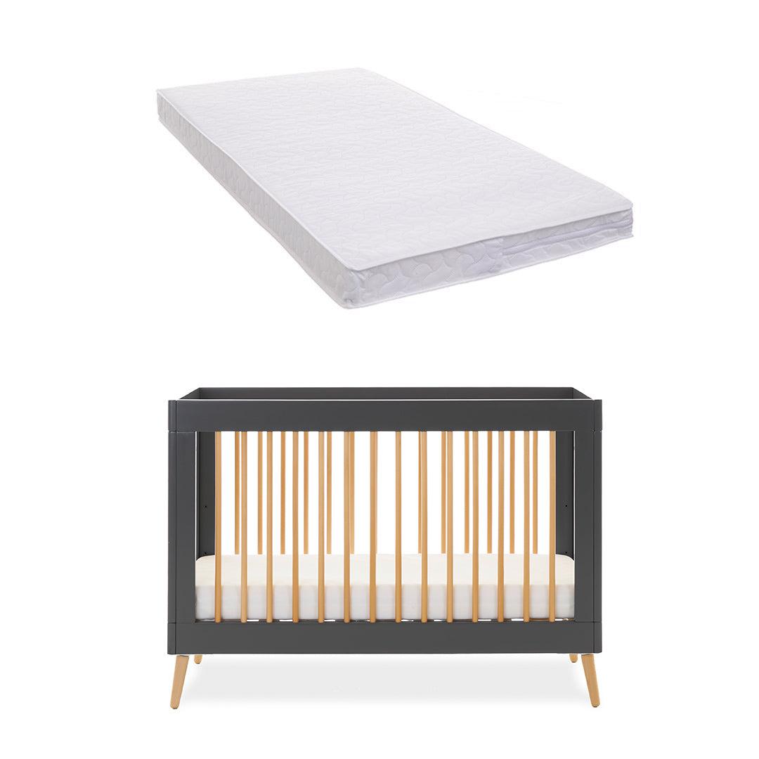 Obaby Maya Mini Cot Bed - Slate/Natural-Cot Beds-Slate/Natural-With Moisture Management Mattress | Natural Baby Shower