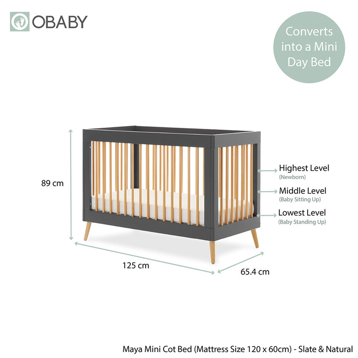 Obaby Maya Mini Luxe 6 Piece Room Set - Slate-Nursery Sets- | Natural Baby Shower