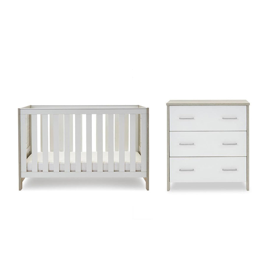 Obaby Nika 2 Piece Room Set - Grey Wash + White-Nursery Sets-Grey Wash & White-No Mattress | Natural Baby Shower