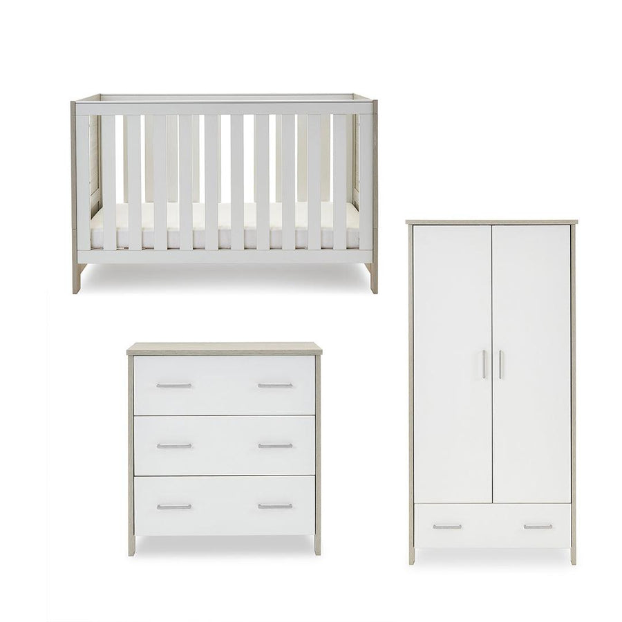 Obaby Nika 3 Piece Room Set - Grey Wash + White-Nursery Sets-Grey Wash & White-No Mattress | Natural Baby Shower